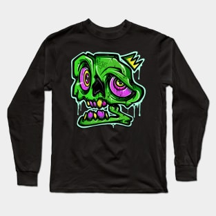 Green Graffiti Skull Long Sleeve T-Shirt